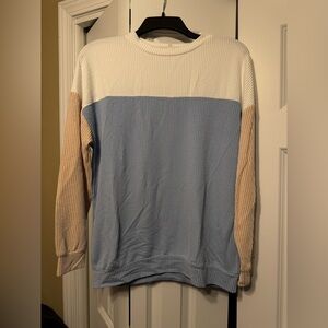 Women's Blue and Cream Sweater
